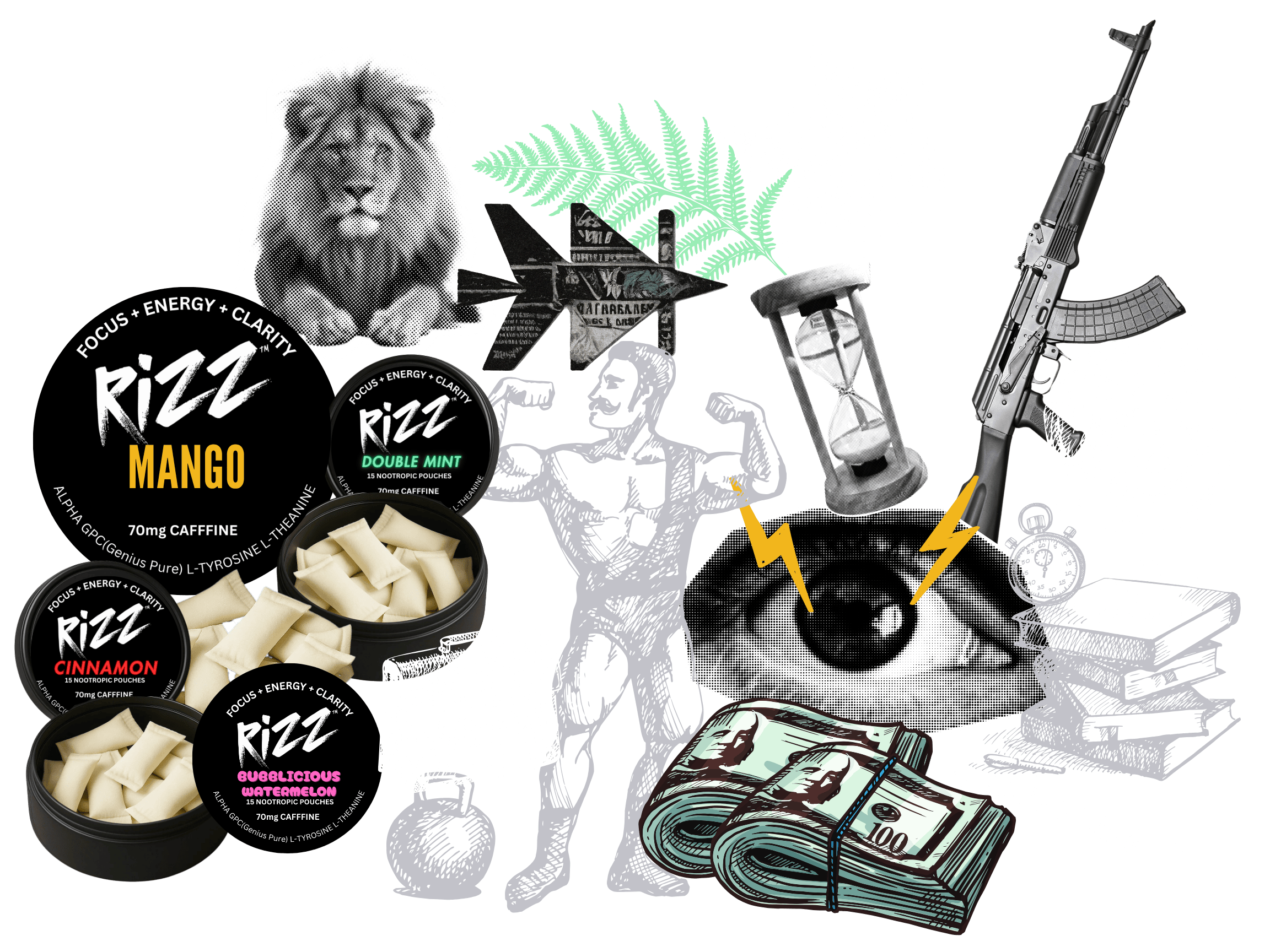 Lock in and unlock your potential nootropic pouches mint, mango, bubalicious watermelon, cinnamon. Alpha GPC